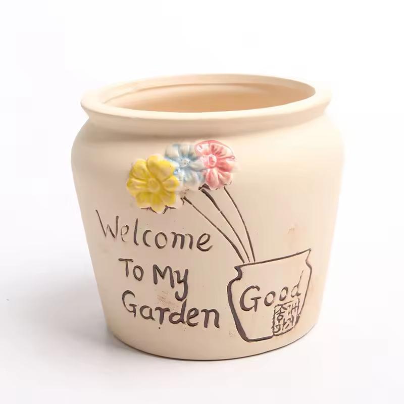 Retro Luxury Ceramic Cactus Planter Pot Floor Modern Home Use Tabletop Vintage Succulent Flower Stand Eco-Friendly