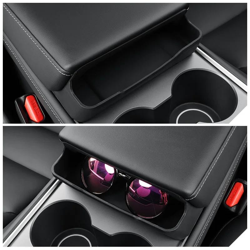 Car Sticker For Tesla Model Y 2020-2025 Armrest Box Glasses Box Tray Phone Storage Box Central Control Car Glasses Storage Car M