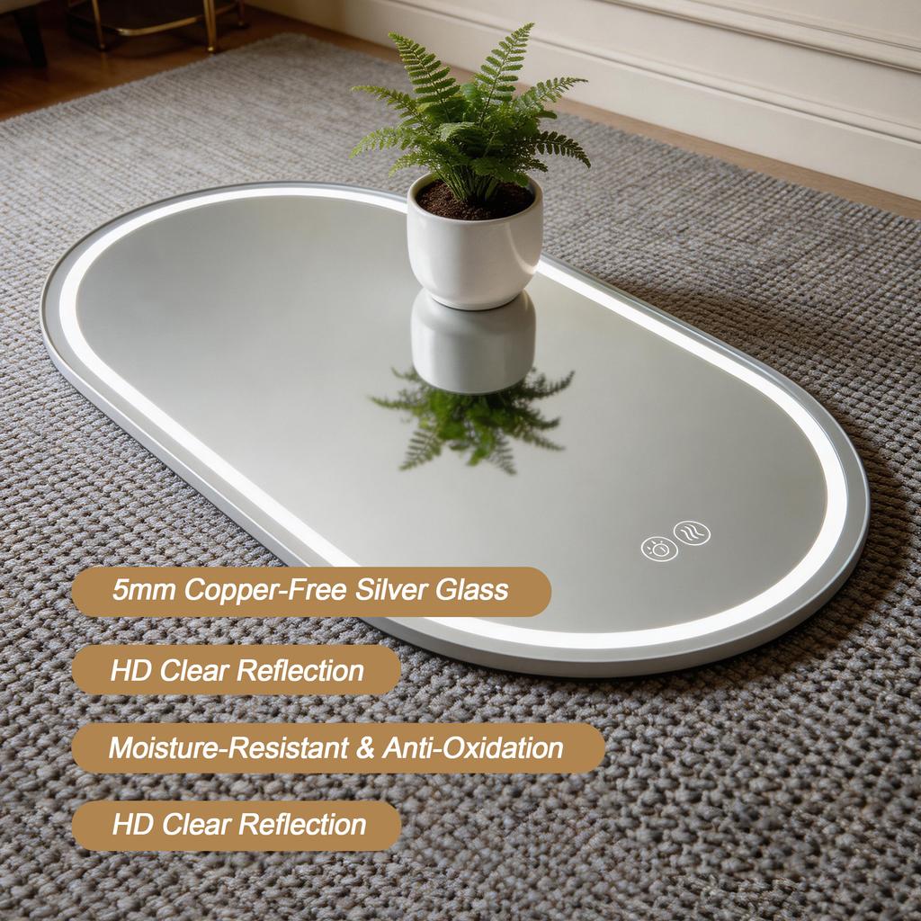 60*90cm  Frameless Oval Wall-Mounted Smart Mirror, Anti-Fog Touch Screen Bathroom Mirror