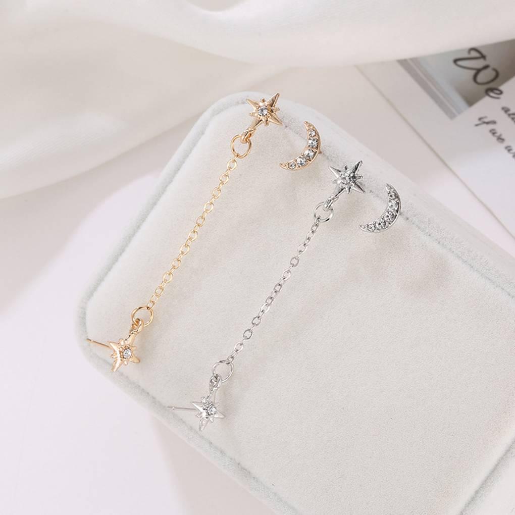 1 Pair Bohemian Style Irregular Moon Star Earrings Women Girls Alloy Stylish Earring Fashion Personality Ear Studs