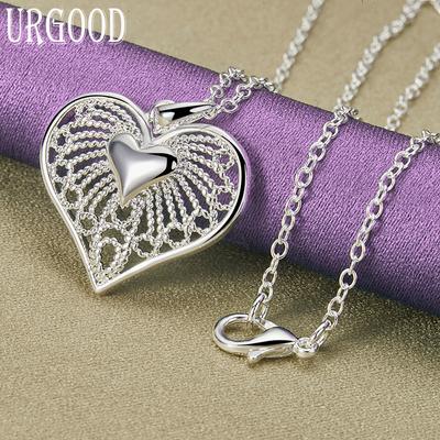 Collana con ciondolo a forma di cuore in argento sterling 925, gioielli con ciondolo per matrimonio