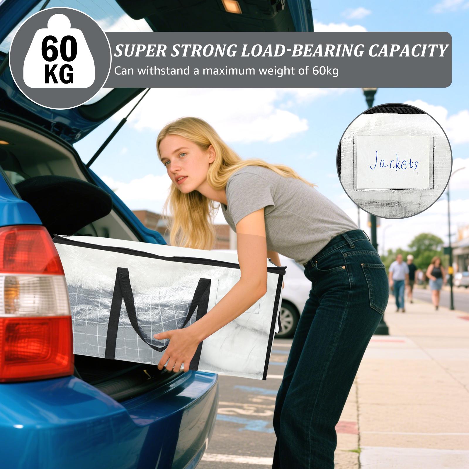 4Pcs Waterproof Woven storage bag Large Space Heavy Duty 3 Side Zip Design Moving Organiser for Luggage Clothes Bedding 16980₽