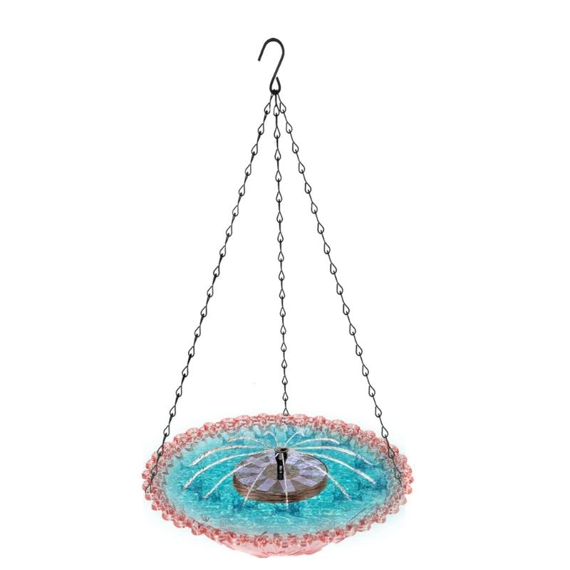 Hanging Outdoor Bird Bath Fountain Solar Powered Fountain Attracts Birds Squirrels  Large Capacity Garden Feeder