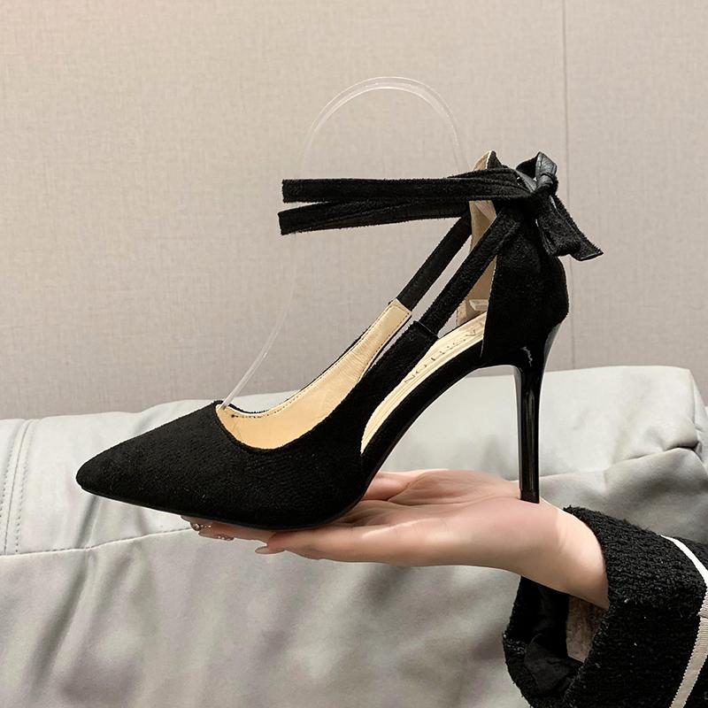 Sexy and Elegant Women's Party High Heels 2024 Summer New Pointed Thin Heels Fashion Black Banquet Shoes Heels 9CM and 6CM High