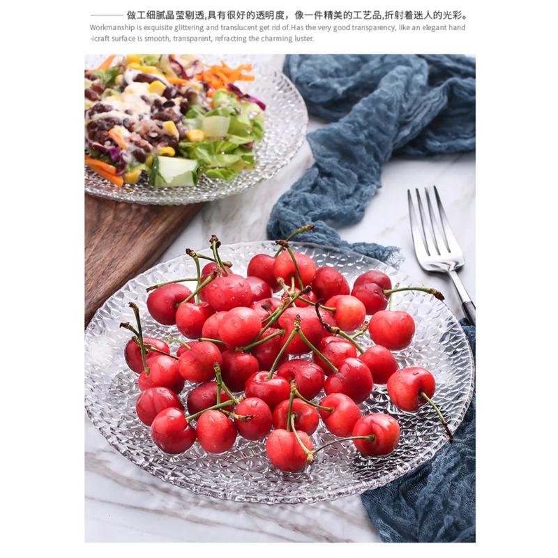 8 Inch, Rain-Drop Embossed Glass Plate, Beautiful Wedding Plates, Chafing Dinner Plate, For Buffet Cake Dessert, Dinning Food