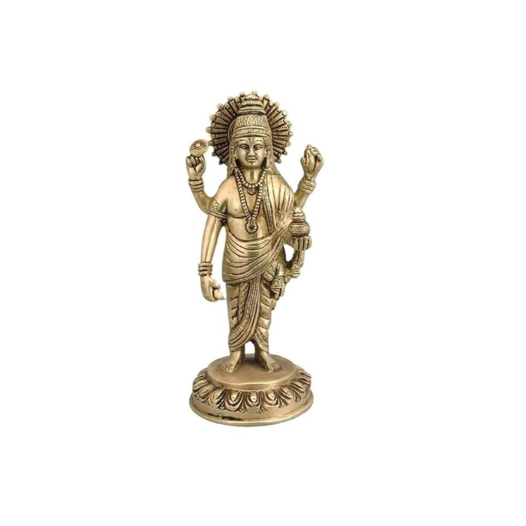 Dhanvantri Ji Statue, Vastu Idol For Home & Office, Vastu Brass Statue, Gold