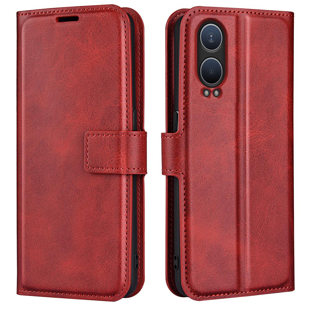 

For OnePlus Nord CE4 Lite 5G/Oppo K12x 5G (China) Case Calf Texture Leather Stand Phone Cover Red