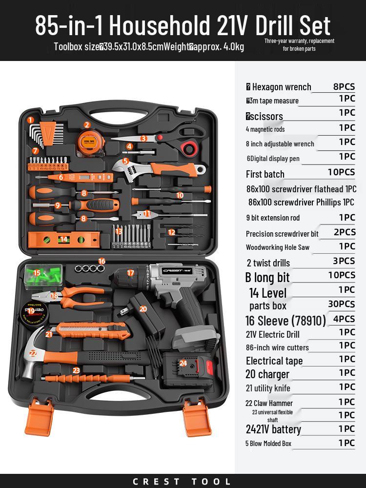 Multifunctional Electrician Toolbox: Complete Hardware & Electric Drill Set