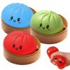 Colorful Cute Dumpling Squishy Toy with Steamer Box,Glitter Dumpling Slow Rising Stretchy Toy,Anti-Anxiety Desk Travel Gift