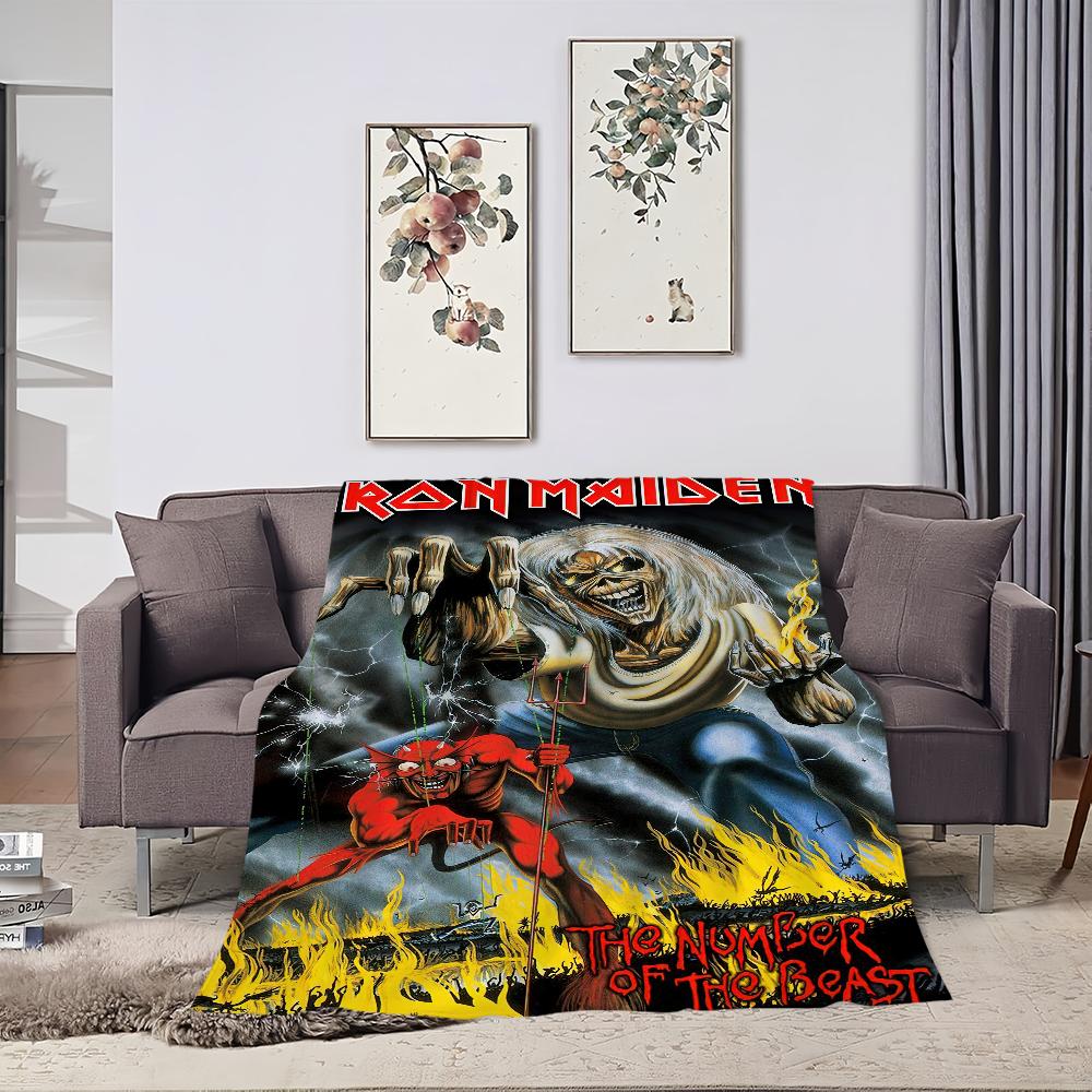 Kapela I-Iron M-Maidens Deka Šetrná k pokožce pohodlí teplá měkká plyšová deka vhodná pohovka obývací pokoj kancelář ložnice