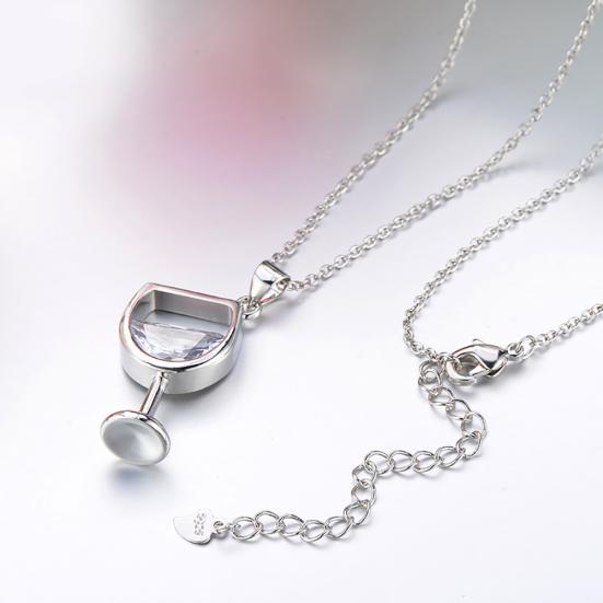 Fashion Women Wine Glass Pendant Cubic Zirconia Long Chain Necklace Jewelry