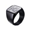 Mens Stamp Ring,Black Stainless Steel Letter Ring Chunky Ring,Rock Punk Jewelry Gift for Him