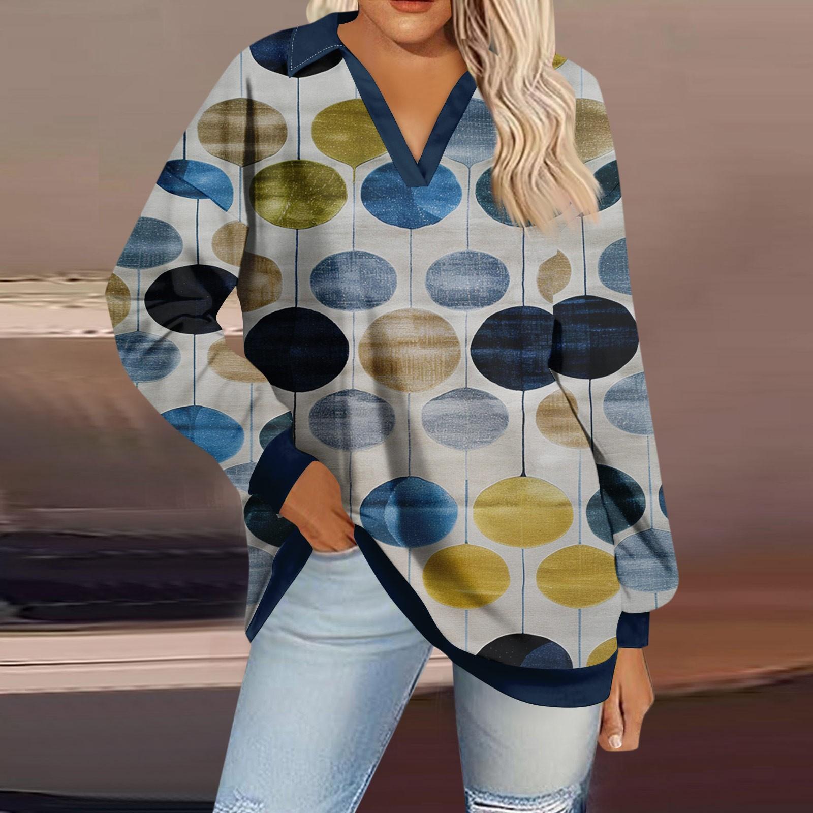 

Женская мода полосатый принт V-образный вырез длинный рукав свободный пуловер свитшот топ XXL жёлтый