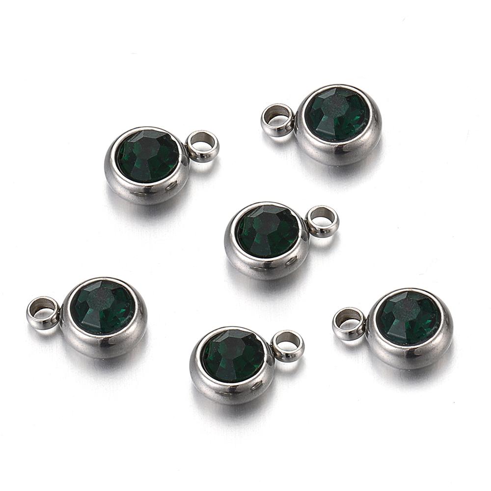 20pcs Stainless Steel Rhinestone Beads Gold Color Crystal Charms Pendants for Jewelry Making DIY Bracelets Necklaces Wholesale
