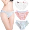 Qiania Milk Silk Panties with Satin Cute Lace and Ribbon Soft and Dig In B Women's (3-Piece Set) Panties, Design, Comfortable, Won't (XL, [3-Piece