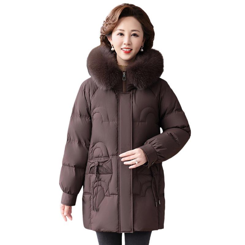 Damen Mittellange Jacke mit 90 % Daunenfüllung (weiße Entendaunen) - Wintermode 2025 für mittleres und älteres Alter