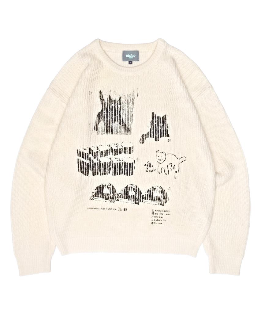 VIDEO JOCKEY Hipster Graphic Knit Sweater [4 Colors]