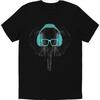 Elephant Headphones Graphic T Shirt Animal with Glasses Music Art Tee