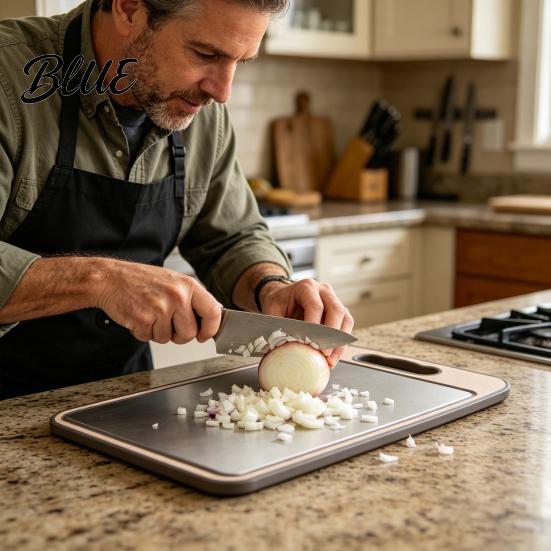 Non-porous Cutting Board Titanium with Built-In Knife Sharpener Garlic Grater & Juice Eco-friendly Groove Double-Sided Chopping Board Rust-Proof