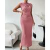 2026 Women's Spring/Summer Sleeveless Back-Slit Ruched Tight-Fitting Bodycon Dress