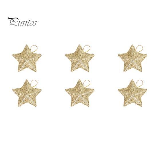 

6 шт. сверкающая 3D рождественская подвеска в форме звезды с ремешком, блестящая звезда, украшение для рождественской елки, сделай сам, ремесленный декор для вечеринки золотистый
