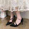 Spring and Summer New Pointed Toe Shallow Mouth Baotou Niche Stiletto Sandals for Women Sexy Leopard Print High Heels