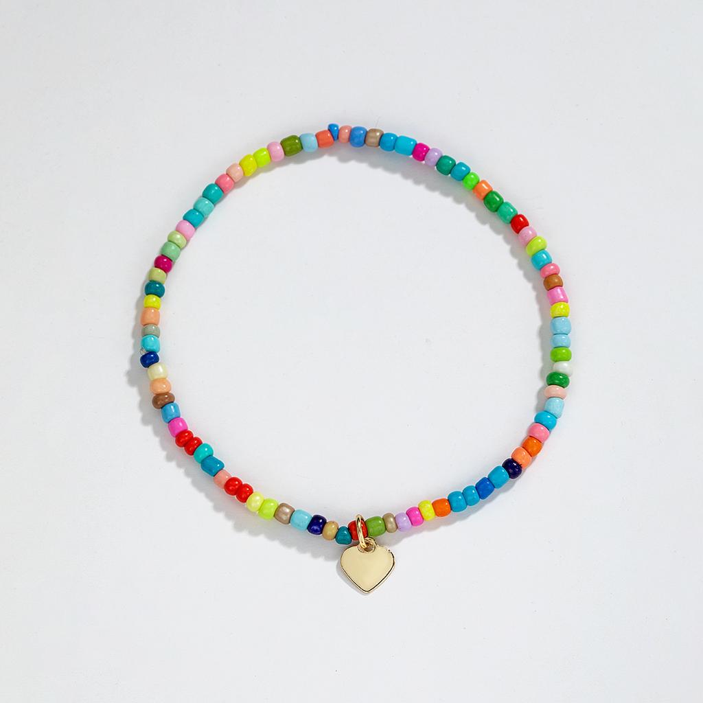 Bohemian Style Colorful Rice Bead Love Pendant for Women's Ankles