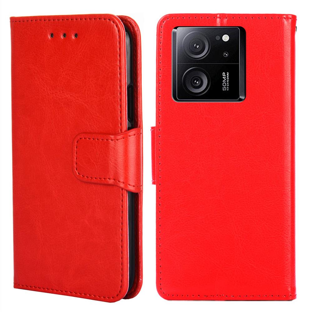 

Для Xiaomi Redmi K60 Ultra/13T/13T Pro Текстурований чохол-гаманець зі штучної ПУ шкіри з підставкою для телефону Red