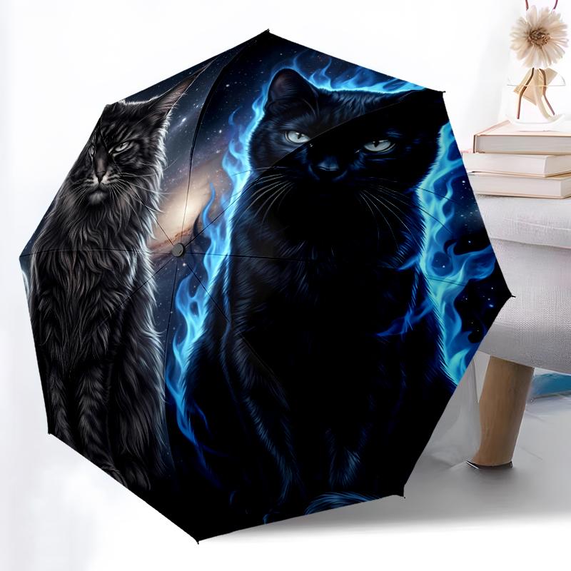 

1pc Sturdy 8-Bone Auto Umbrella, Mystic Dark Phoenix Glow Umbrella, Digital Printed, Foldable Umbrella for On-the-Go Outdoor Use