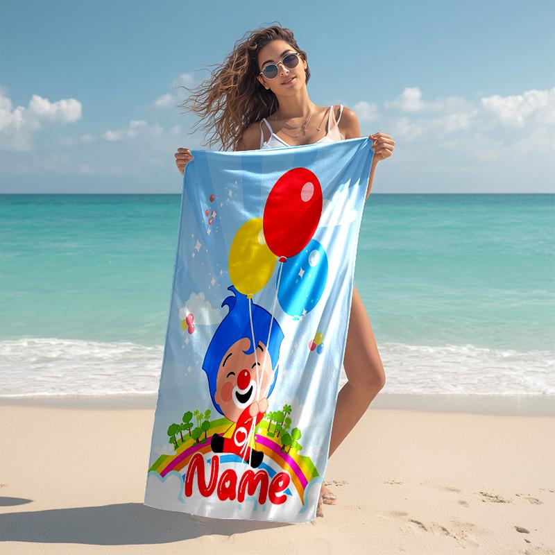 Personalized customized proof beach towel with plim plim pattern - soft, absorbent,quick-drying,perfect swimming,camping&bathing