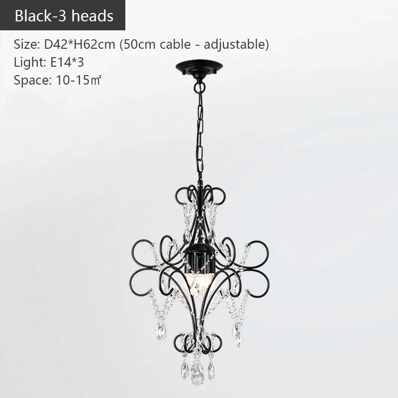 American Country Style Crystal Chandelier Iron Nordic Modern Living Room Candle Chandelier Bedroom Home Decoration Lighting