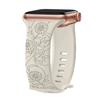 Floral Engraved Strap For Apple Watch Band 40mm 44mm 41mm 49mm 45mm 38mm 42mm Silicone Bracelet Iwatch Series 9 7 Se 6 8 Ultra 2