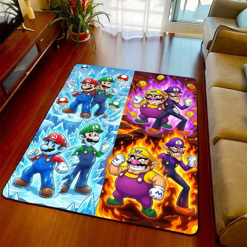 Super Mario Theme Carpet Rug Floor Mat Soft Surface Non Slip Base for Living Room Bedroom -QJY