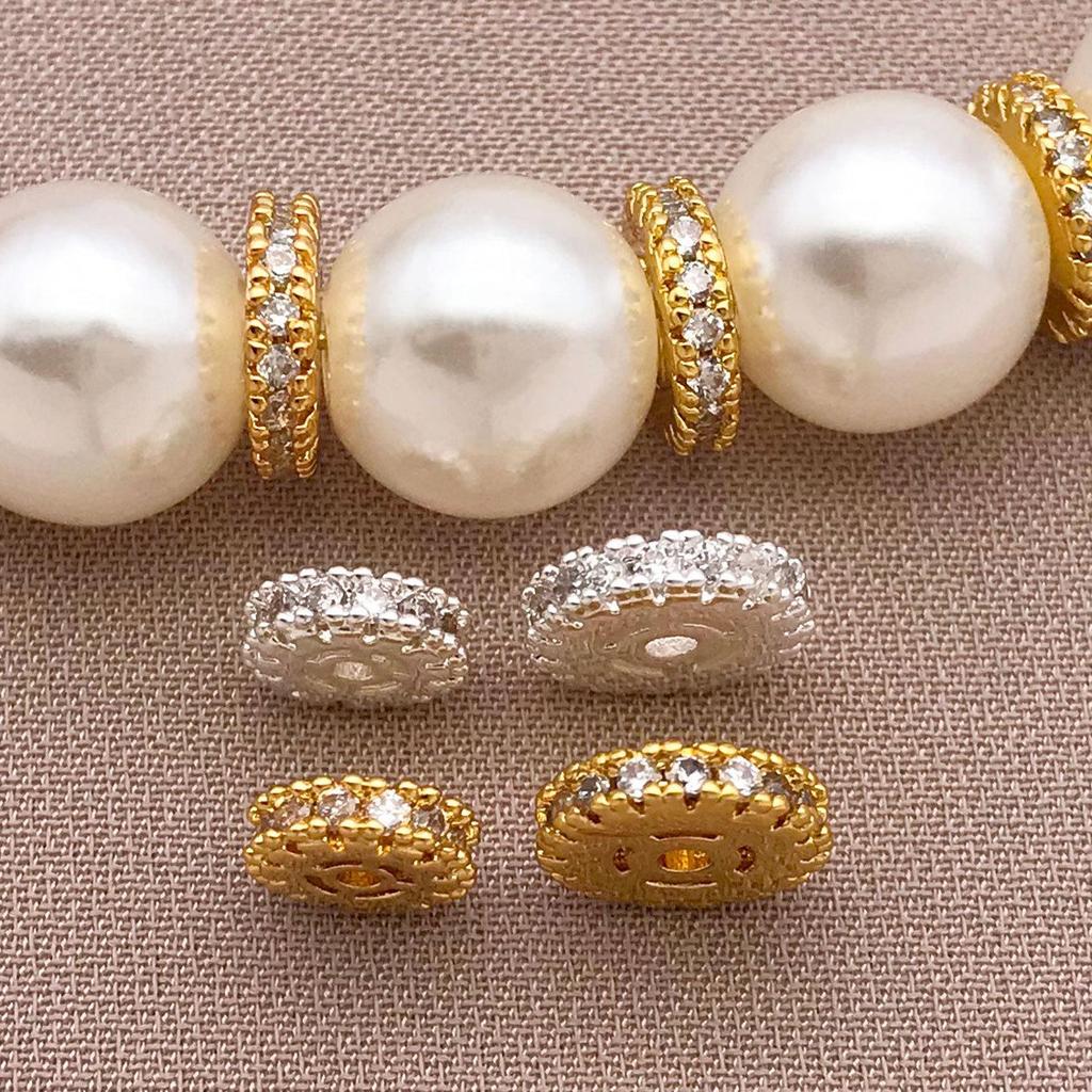 Copper Plated 18K Gold Zircon Spacer Beads for DIY Bracelets & Necklaces