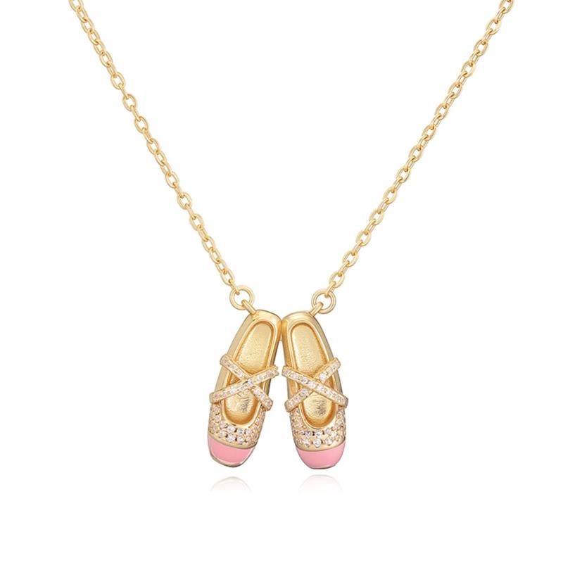 Elegantní náhrdelník s přívěskem baletky s barevným designem kapajícího smaltu, mosazný řetízek, šperk pro ženy, dárek na párty