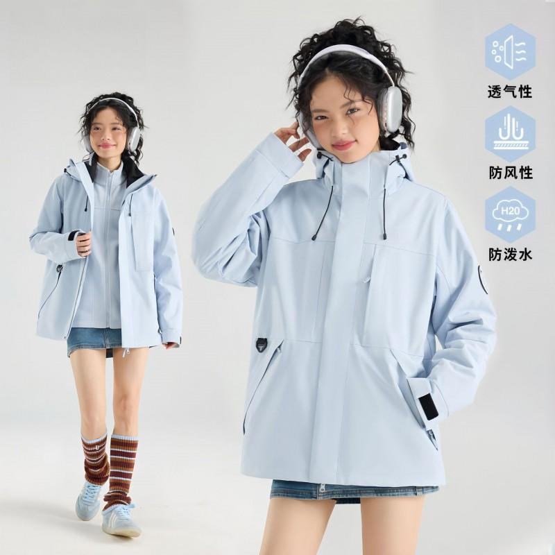Men Women 3-in-1 Waterproof Windproof Hiking Jacket With Removable Fleece Liner Outdoor Travel Camping