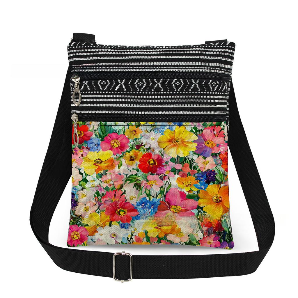 1PC Flower Print Tote Bags Women Shoulder Handbags Postman Package 6909