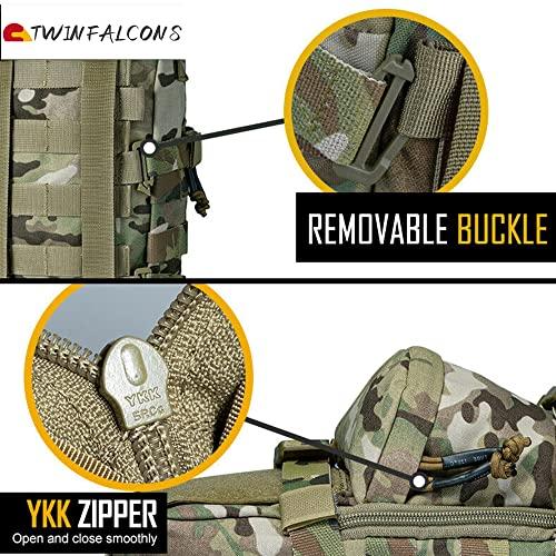 TWINFALCONS Wasserbeutel, Taktische Tasche, Trinkrucksack, Militärstil, 500D Nylon, Molle Wasserflaschentasche, Großer Stauraum, Mehrere Taschen, Mu