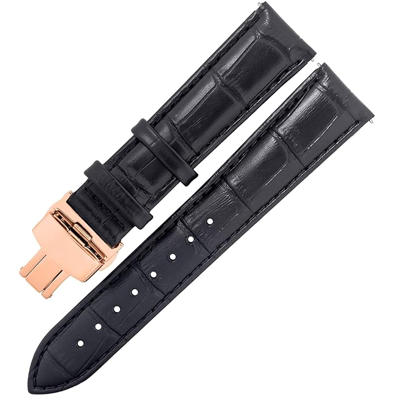 

[TONCHARME] TONCHARME Watch strap croco embossed replacement item EASY CLICK genuine leather push button type double door watch band 12-24mm rose gold
