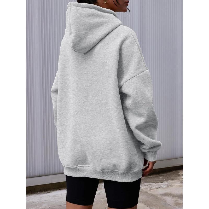 Women's Fashion Casual Solid Color Print Long Sleeve Hooded Hoodies & Sweatshirts