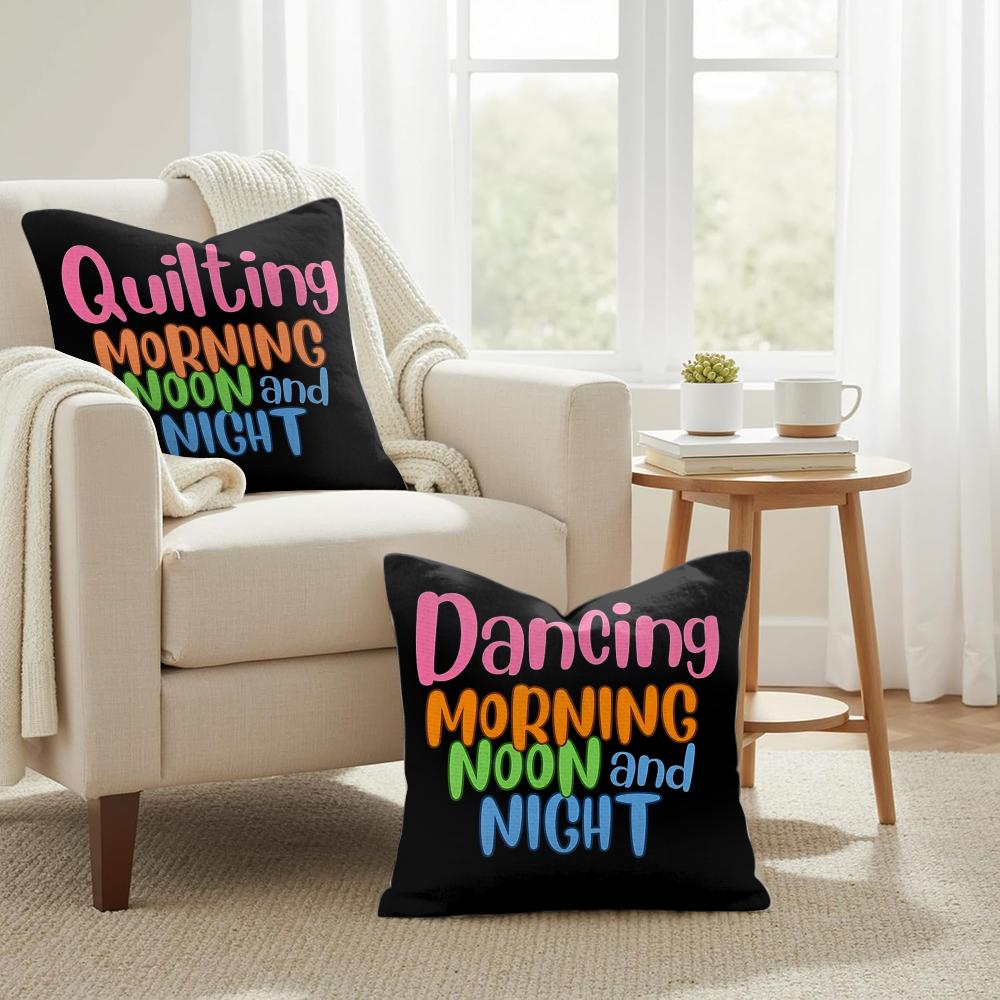 Morning Noon Cushion Cover Natural Linen Organic Fabric DoubleSided Printing Couch Pillow Covers Home Decor
