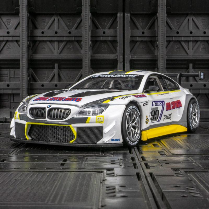 1:24 BMW M6 GT3 Alloy Sports Car Model Diecasts Metal Toy Racing Car Model Sound and Light Collection Childrens Gifts X40