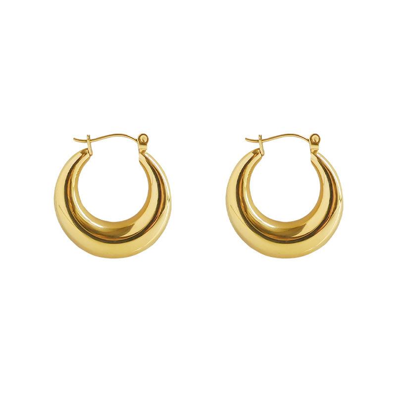 

French retro earrings, new models, trendy high-end sense, European and American niche design, minimalist oval ring earrings, studs.