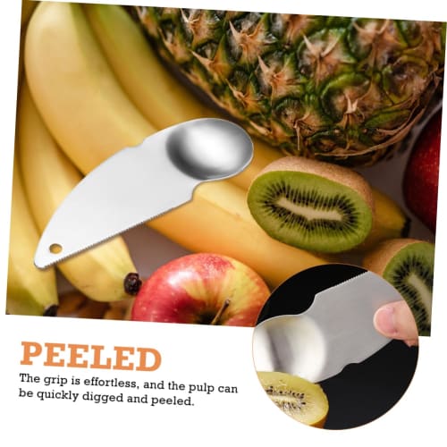 MOLUCKFU 2-Piece Kiwi Cutter Spoon, Stainless Steel Fruit Pulp Digger, Fruit Knife, Kitchen Spoon Cutter with Double-Sided Function