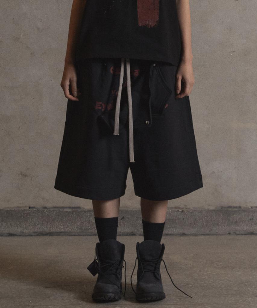 Garter Gallery Hidden Pocket Bermuda Sweat Shorts_Black
