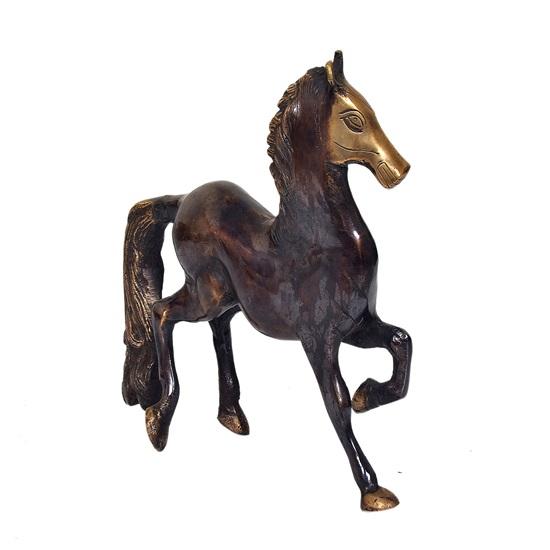 Showpiece for Home Decor, Antique Home Decor Horse Brass Metal Sculpture, Horse Brass Statue for Home Decor, Animal Figurine Decorative Item 21.59 Cm