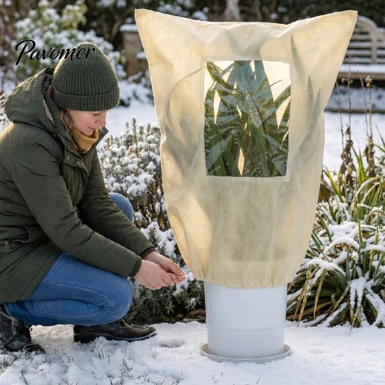 Frost Shield for Small Trees And Shrubs Plant Protection Cover with Viewing Window, Extra Thick Non-woven Winter Weatherproof Blanket Cold Climate