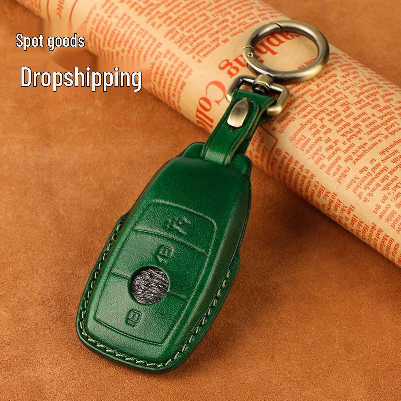 Genuine Leather Handmade Smart Car Key Case for Mercedes - Full Cover