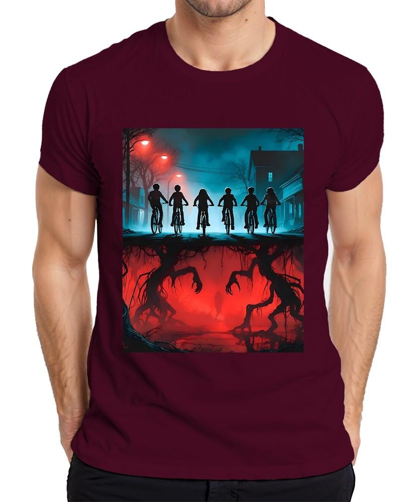 Upside Down Kids Bikes Horror 80s Retro Mystery Hawkins Unisexs TShirt