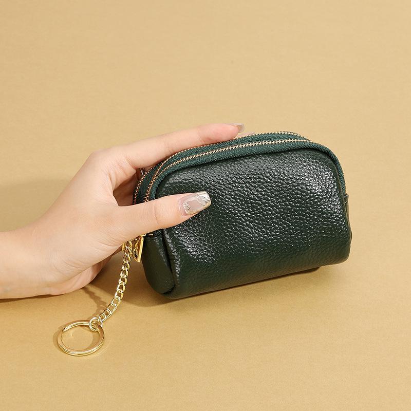 

Гаманець для монет та тримач для ключів з натуральної коров ячої шкіри - Ручна міні-сумка для зберігання, багатофункціональний дизайн. темно-зелений колір